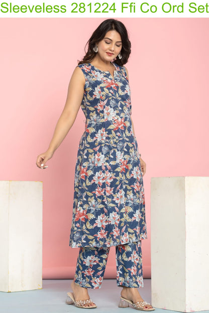 Sleeveless 281224 Ffi Cotton Co Ord Set Wholesale Price