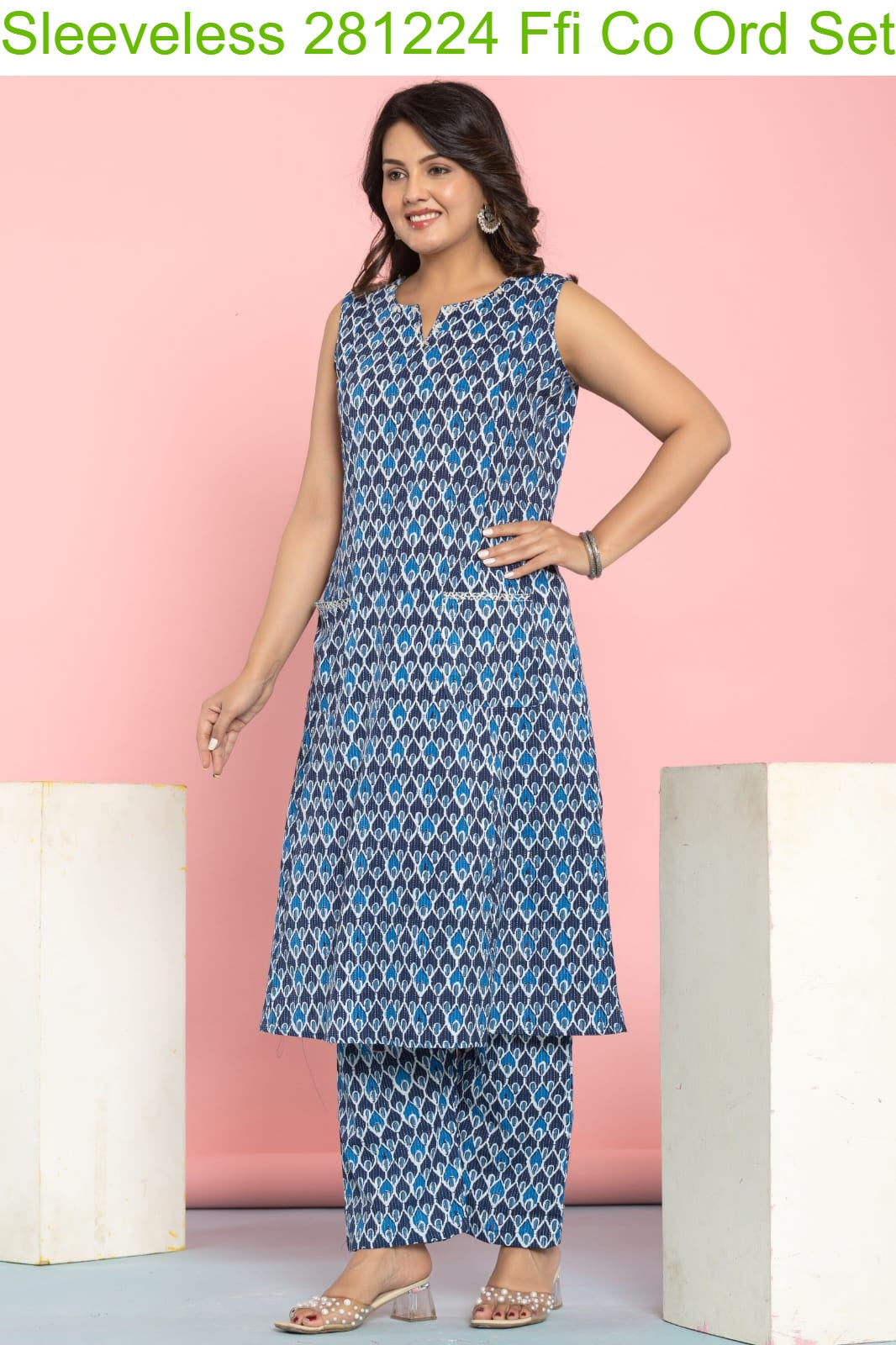 Sleeveless 281224 Ffi Cotton Co Ord Set Wholesale Price