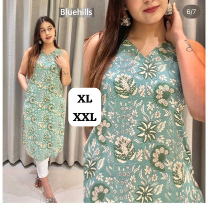 Sleeveless Bluehills Cotton Kurtis Supplier India