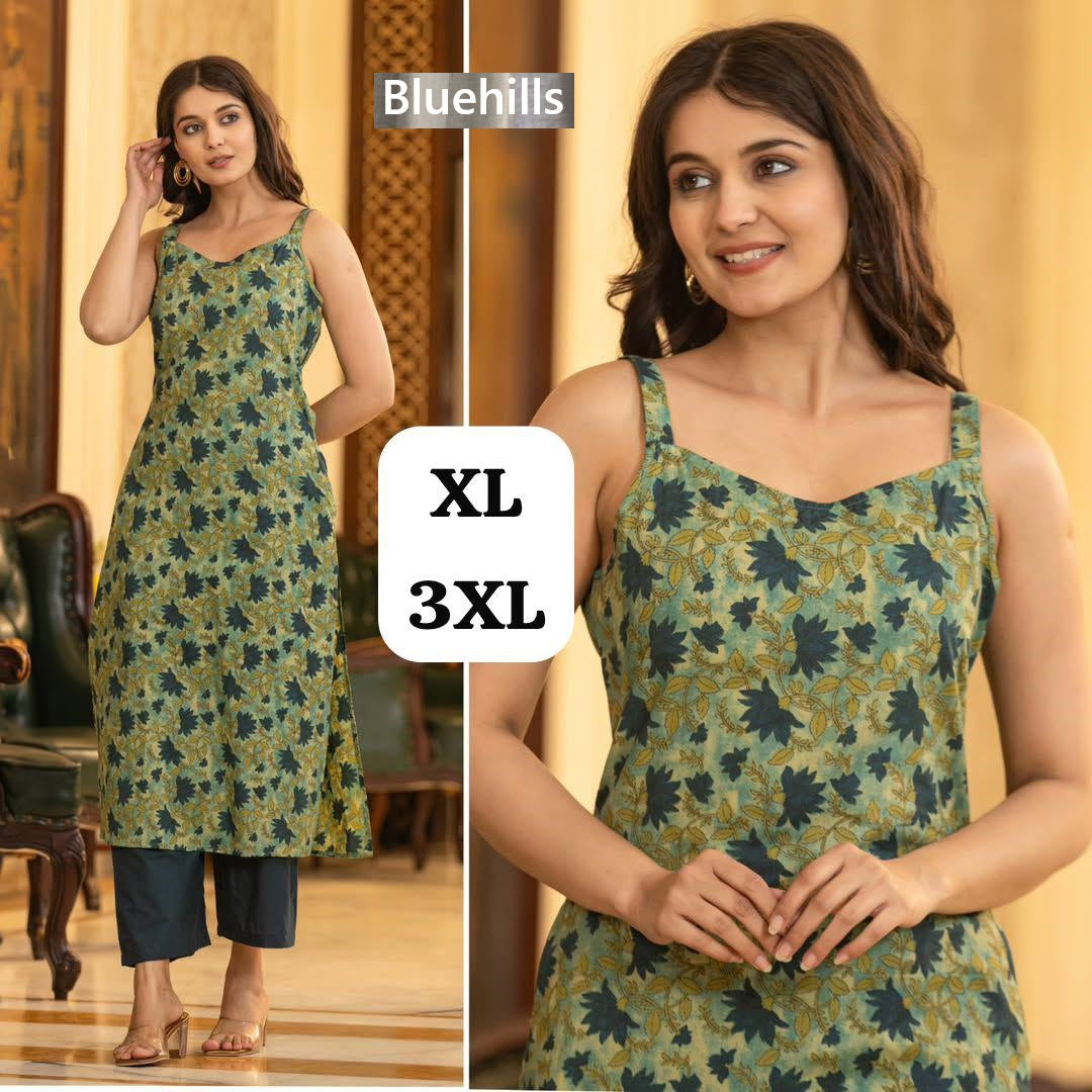 Sleeveless Bluehills Cotton Kurtis Supplier India