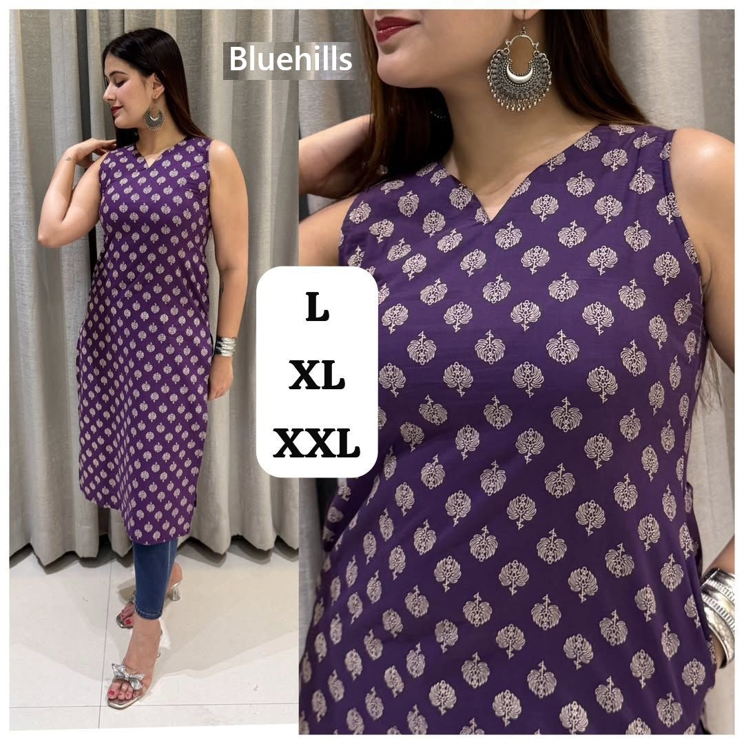 Sleeveless Bluehills Cotton Kurtis Supplier India