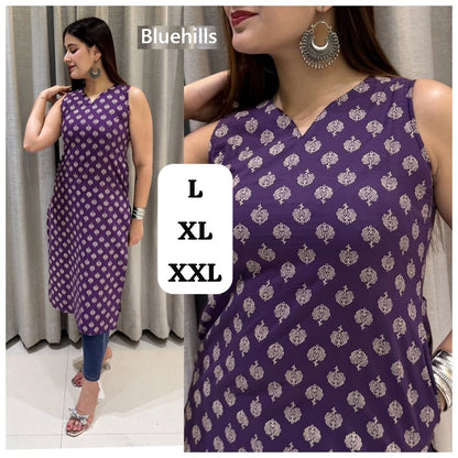 Sleeveless Bluehills Cotton Kurtis Supplier India