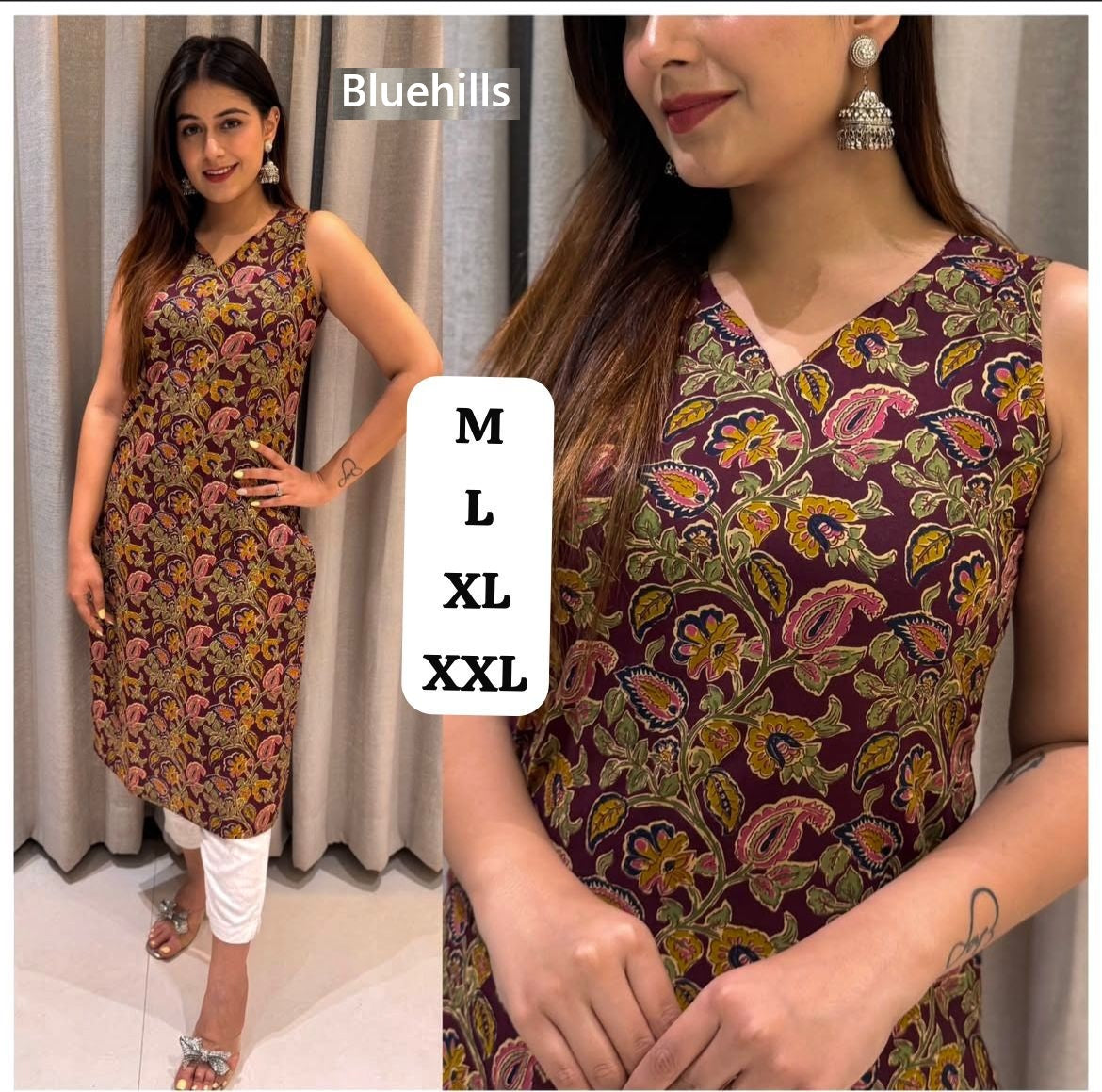 Sleeveless Bluehills Cotton Kurtis Supplier India