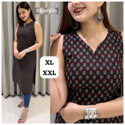 Sleeveless Bluehills Cotton Kurtis Supplier India