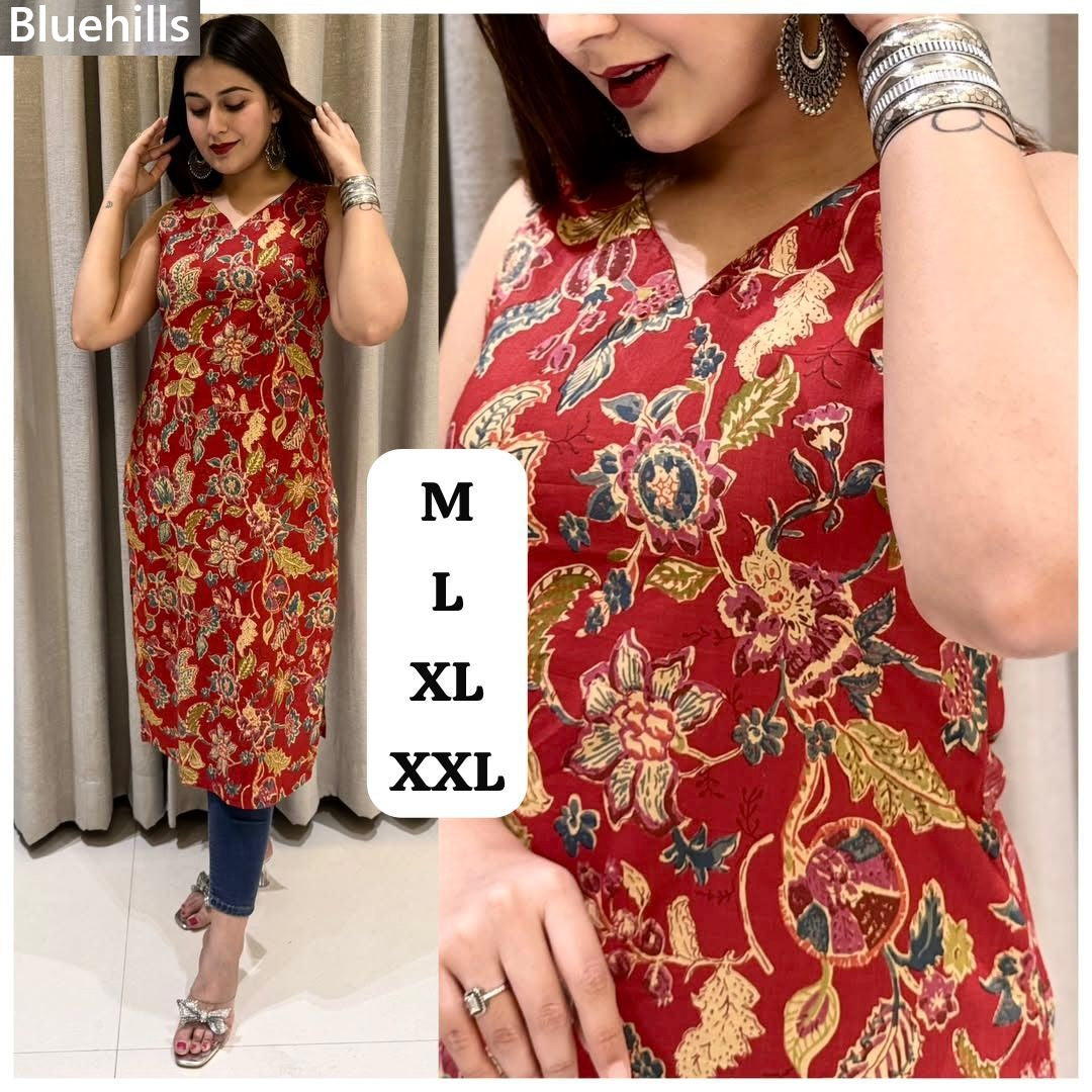Sleeveless Bluehills Cotton Kurtis Supplier India