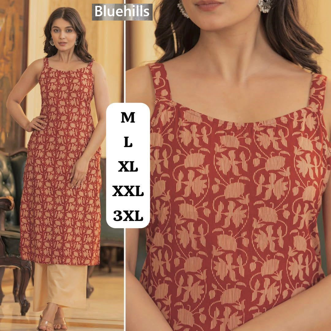 Sleeveless Bluehills Cotton Kurtis Supplier India