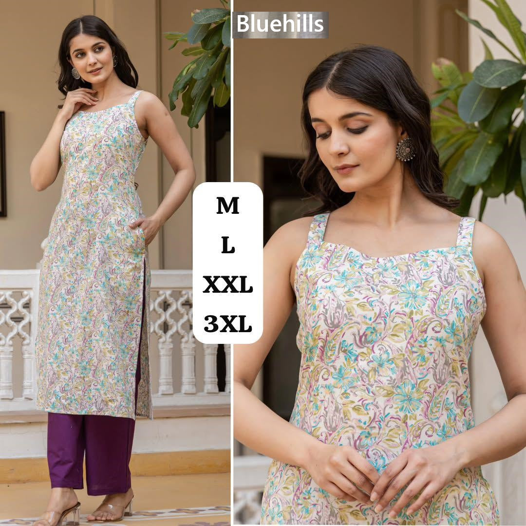 Sleeveless Bluehills Cotton Kurtis Supplier India