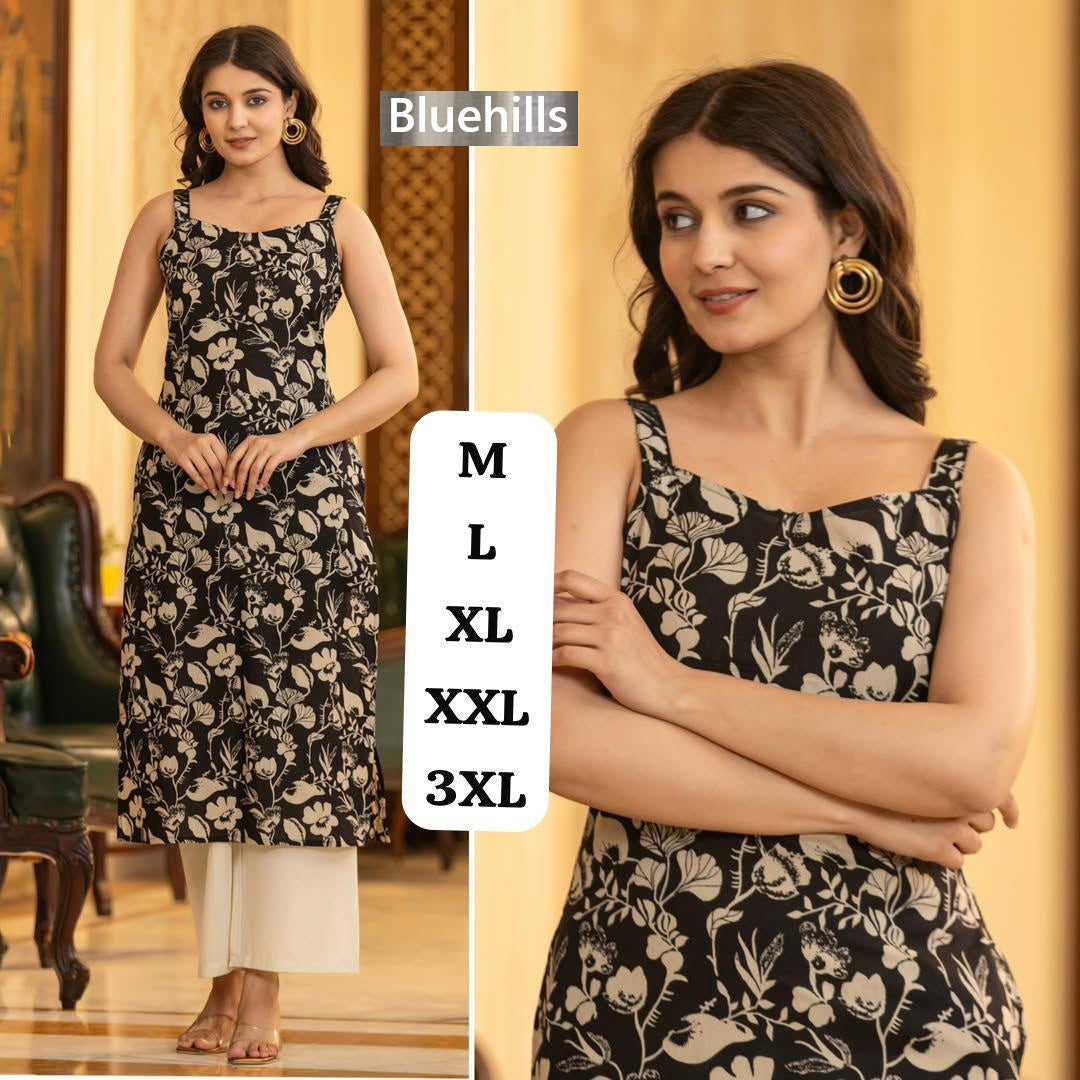 Sleeveless Bluehills Cotton Kurtis Supplier India