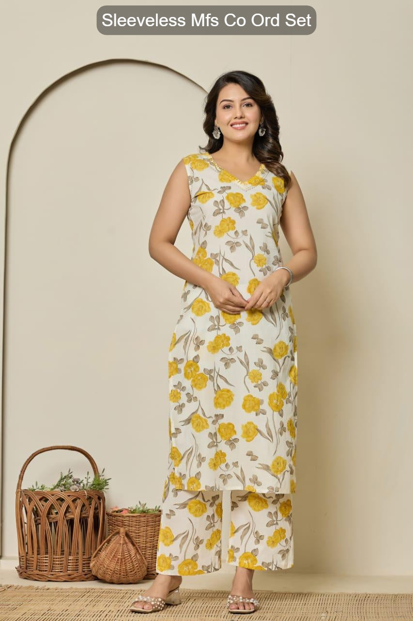 Sleeveless Mfs Cotton Co Ord Set Exporter Gujarat