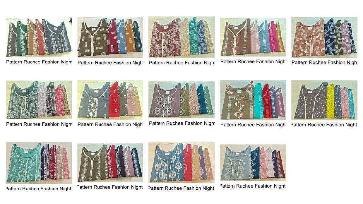 Sleeveless Pattern Ruchee Fashion Cotton Night Gowns Manufacturer