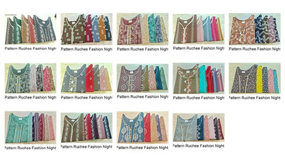 Sleeveless Pattern Ruchee Fashion Cotton Night Gowns Manufacturer