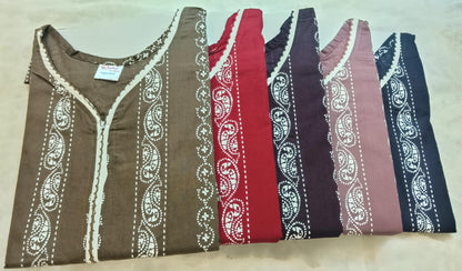 Sleeveless Pattern Ruchee Fashion Cotton Night Gowns Manufacturer