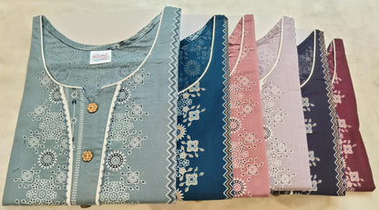 Sleeveless Pattern Ruchee Fashion Cotton Night Gowns Manufacturer