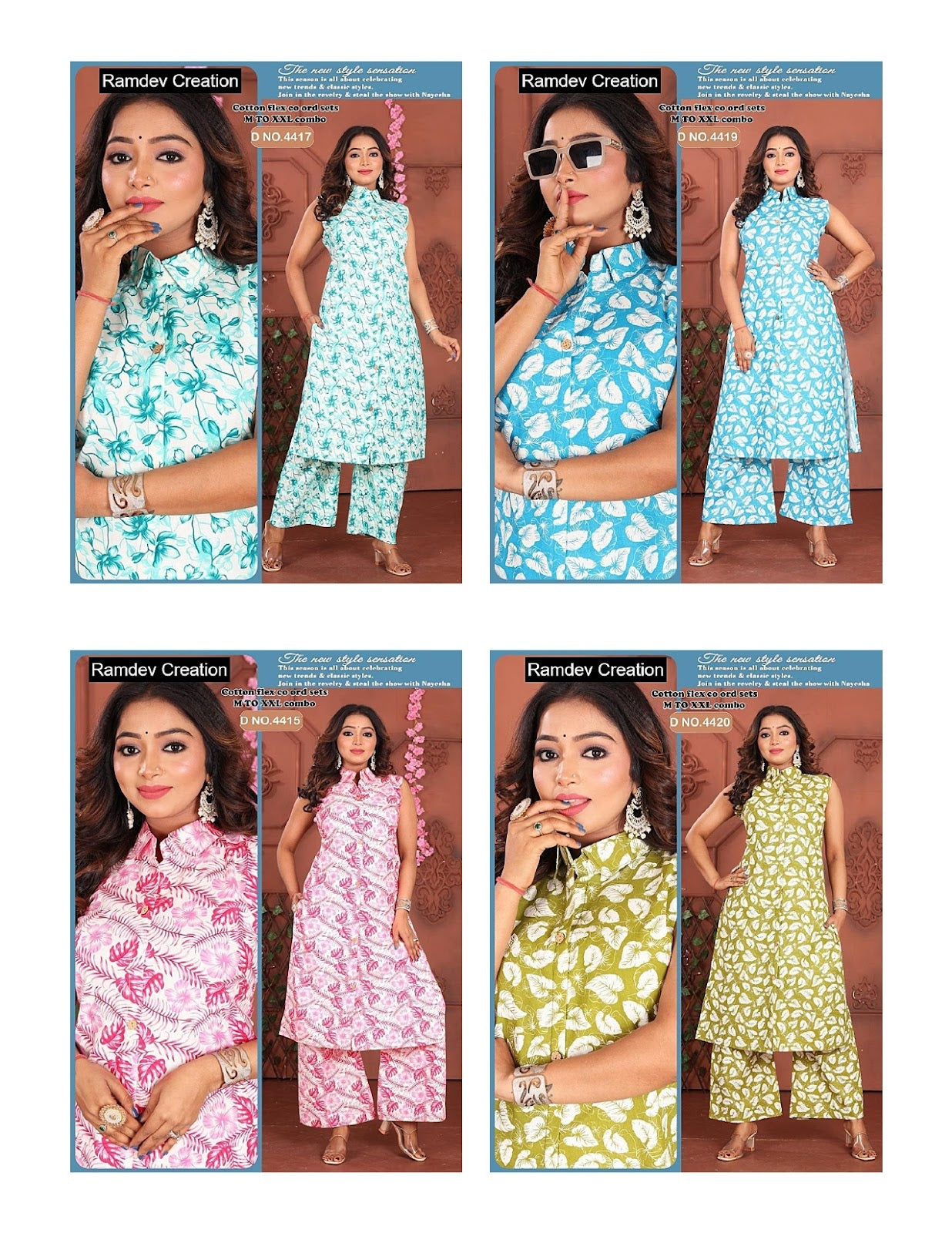 Sleeveless Printed 2507 Ramdev Creation Cotton Co Ord Set Exporter