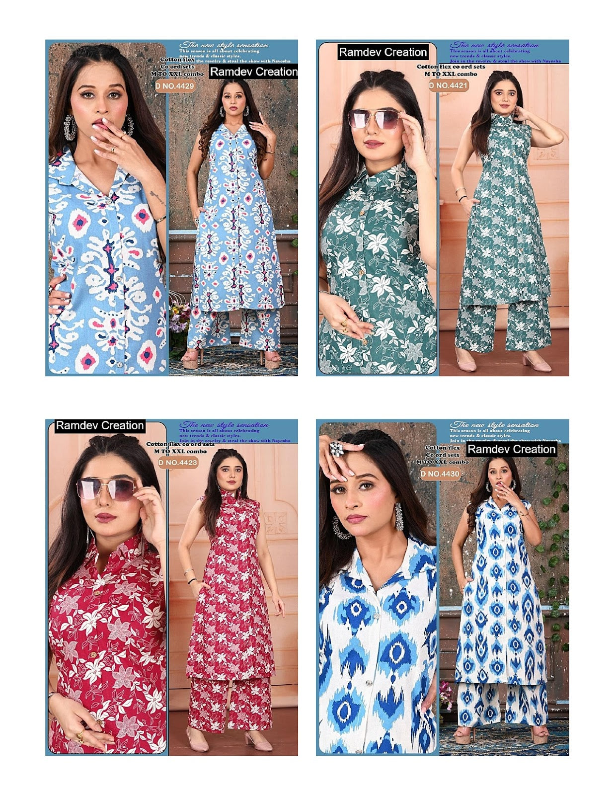 Sleeveless Printed 2507 Ramdev Creation Cotton Co Ord Set Exporter