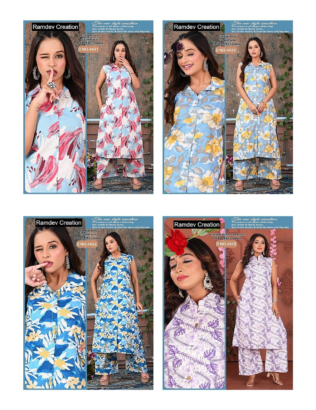 Sleeveless Printed 2507 Ramdev Creation Cotton Co Ord Set Exporter