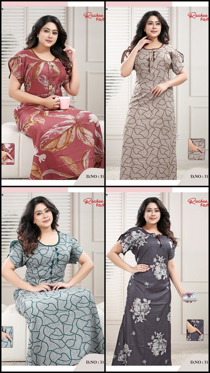 Sleeves Design 0203 Ruchee Fashion Alpine Night Gowns Wholesale