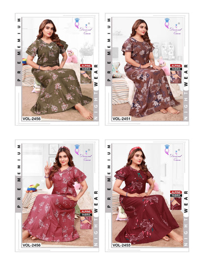 Sleeves Pattern 1311 Diamond Queen Alpine Night Gowns Exporter Gujarat