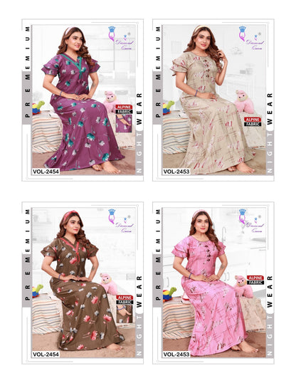 Sleeves Pattern 1311 Diamond Queen Alpine Night Gowns Exporter Gujarat