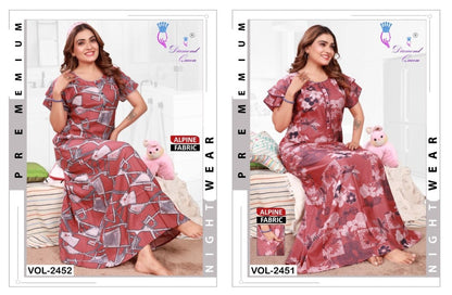 Sleeves Pattern 1311 Diamond Queen Alpine Night Gowns Exporter Gujarat