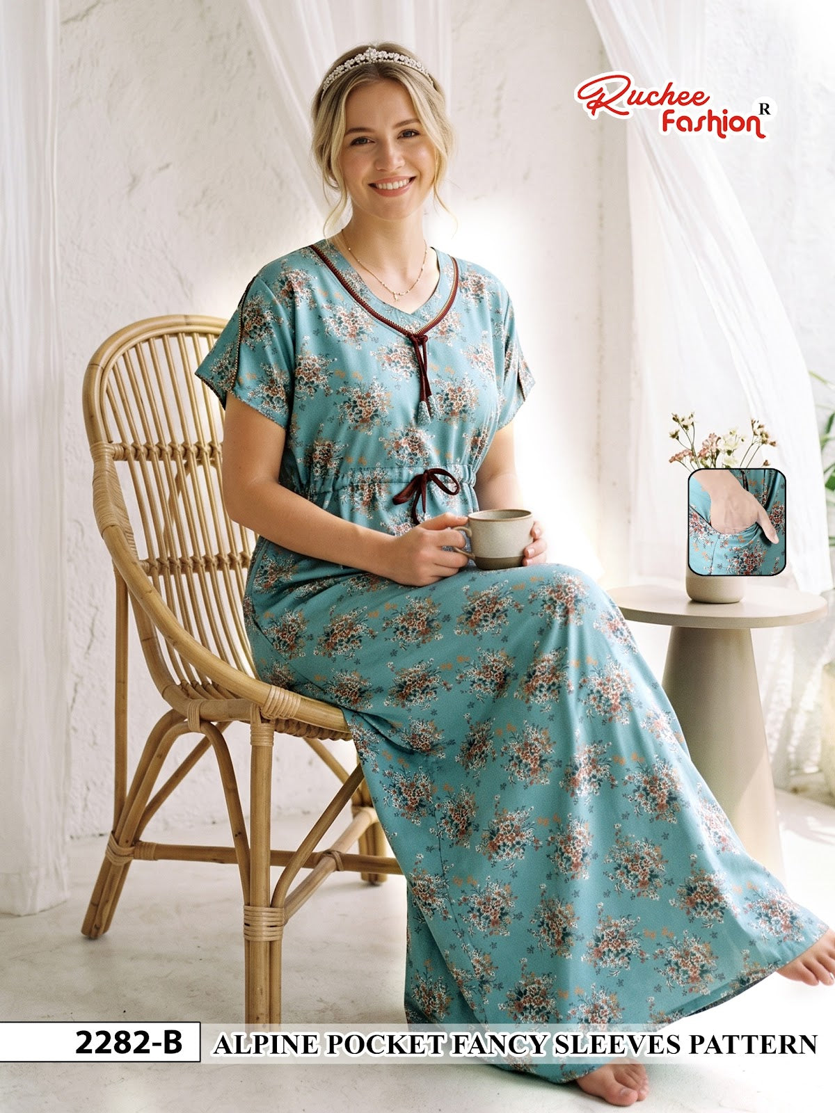 Sleeves Pattern 1410 Ruchee Fashion Alpine Night Gowns Supplier India