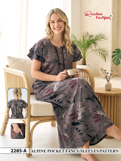 Sleeves Pattern 1410 Ruchee Fashion Alpine Night Gowns Supplier India