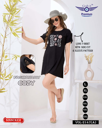 Sleeves Pattern Vol 2147 A Grab It Sinker Women Long Tshirt Exporter Gujarat