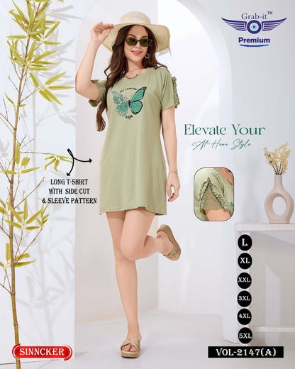 Sleeves Pattern Vol 2147 A Grab It Sinker Women Long Tshirt Exporter Gujarat