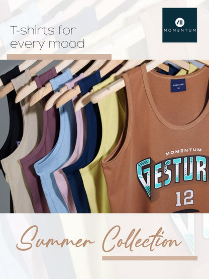 Sleevless 160 Momentum Cotton Biowashed Mens Tshirts Wholesale Rate