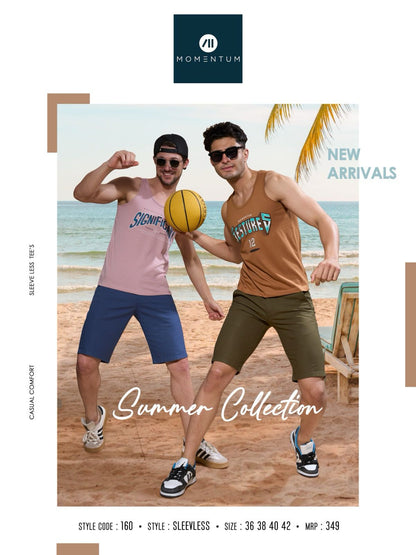 Sleevless 160 Momentum Cotton Biowashed Mens Tshirts Wholesale Rate