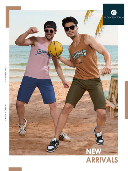 Sleevless 160 Momentum Cotton Biowashed Mens Tshirts Wholesale Rate