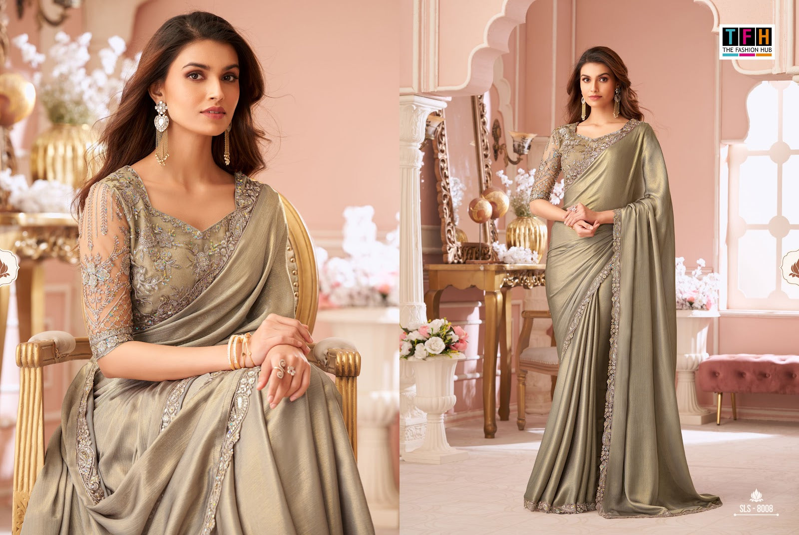 Sls 8001-8016 Tfh Georgette Sarees Manufacturer Ahmedabad