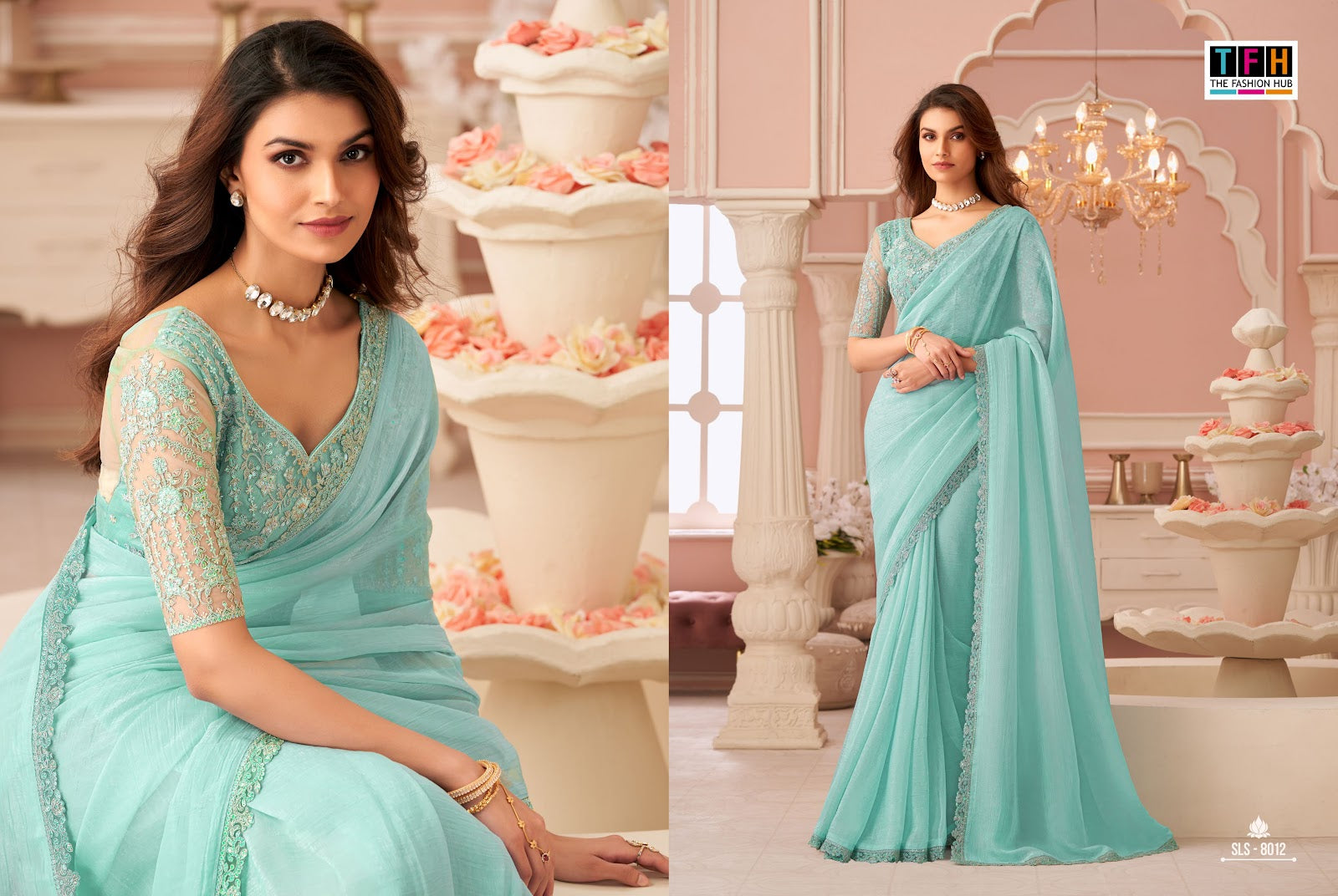 Sls 8001-8016 Tfh Georgette Sarees Manufacturer Ahmedabad