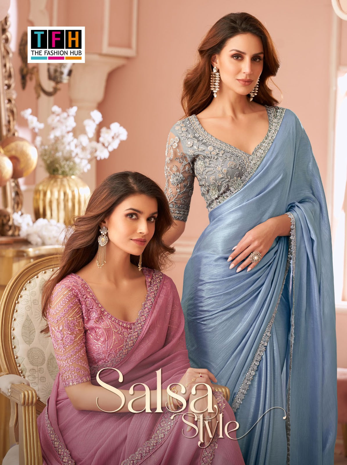 Sls 8001-8016 Tfh Georgette Sarees Manufacturer Ahmedabad