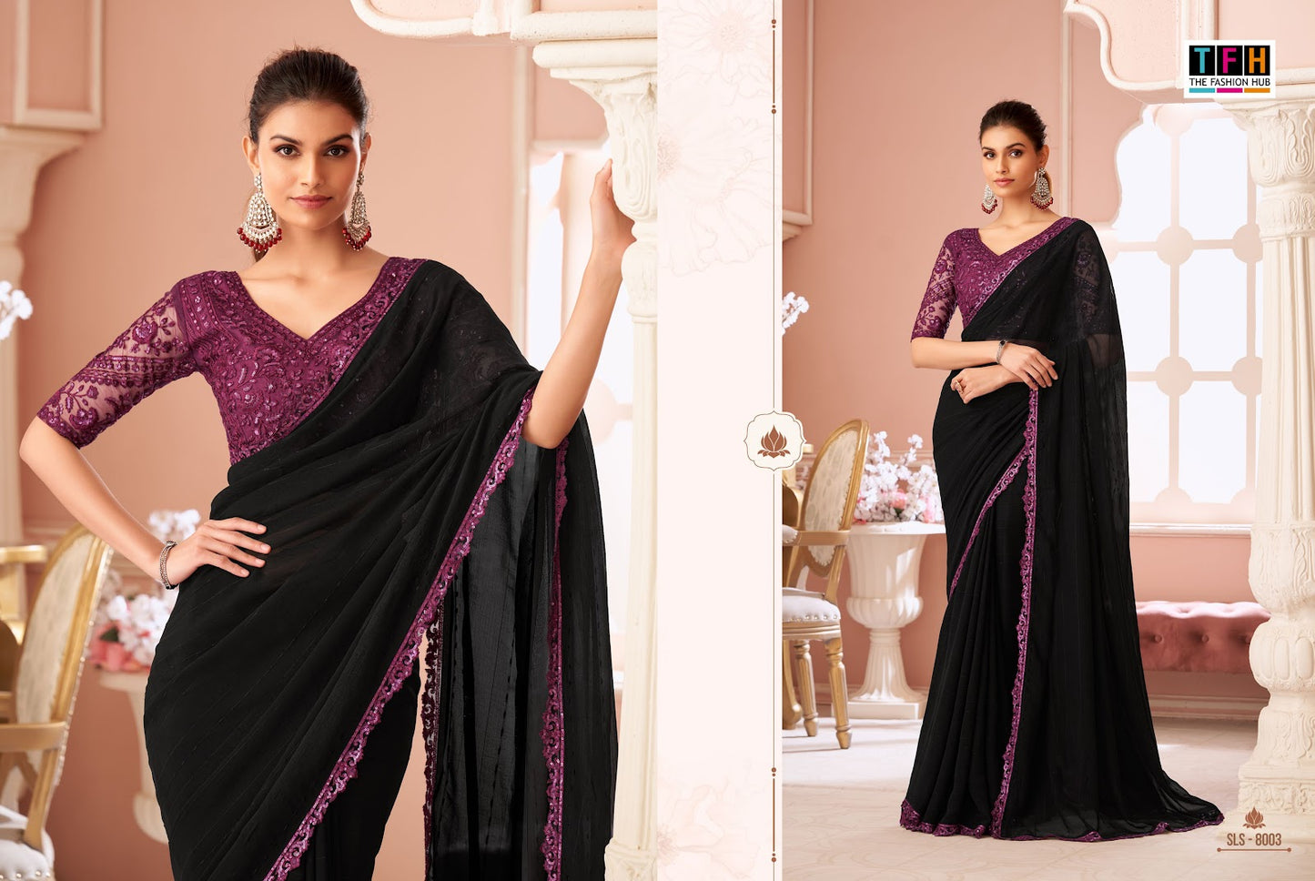 Sls 8001-8016 Tfh Georgette Sarees Manufacturer Ahmedabad