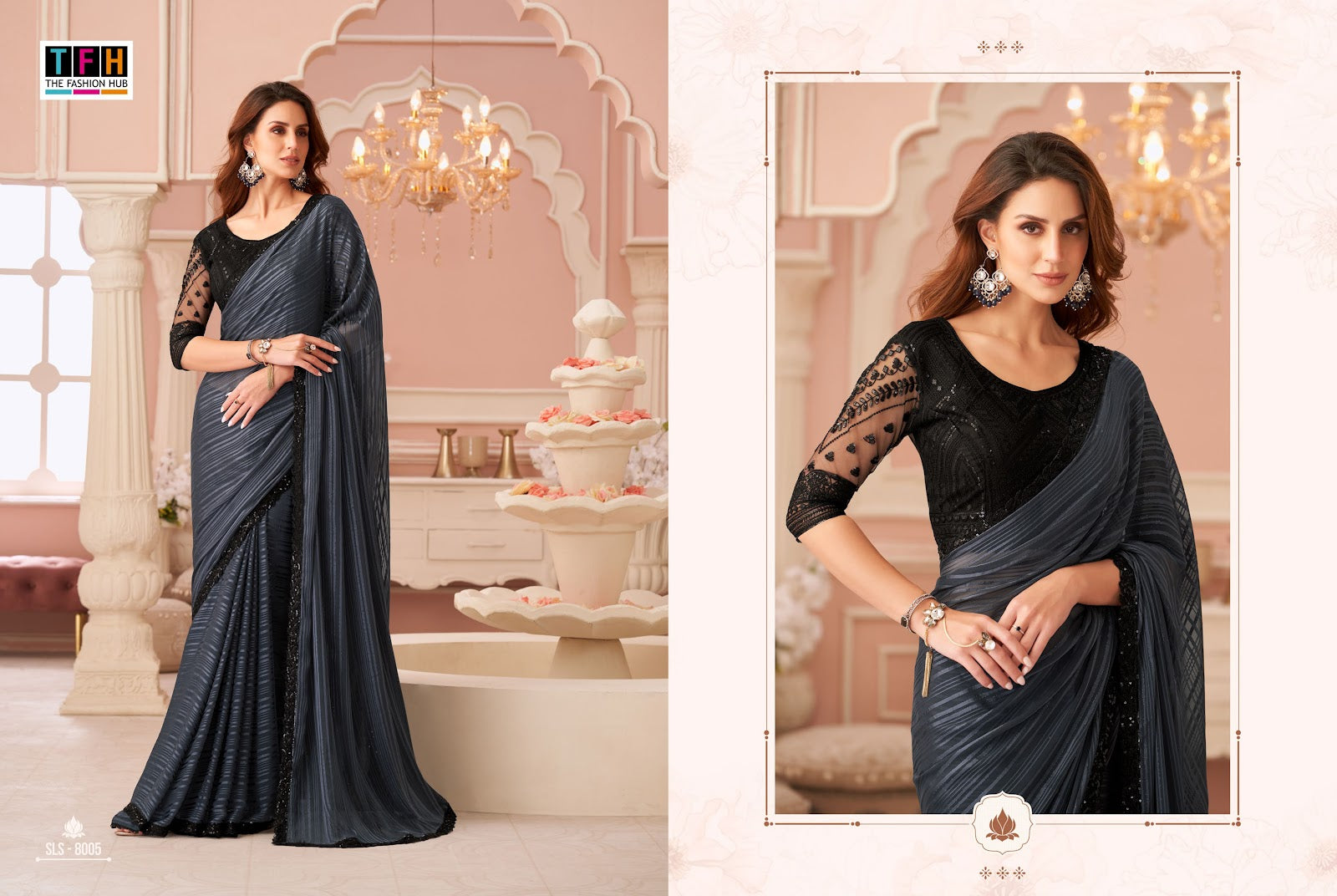 Sls 8001-8016 Tfh Georgette Sarees Manufacturer Ahmedabad
