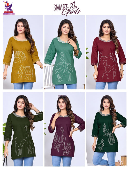 Smart Girls Mlm Kalash Lifestyle Cotton Short Kurtis Wholesaler India