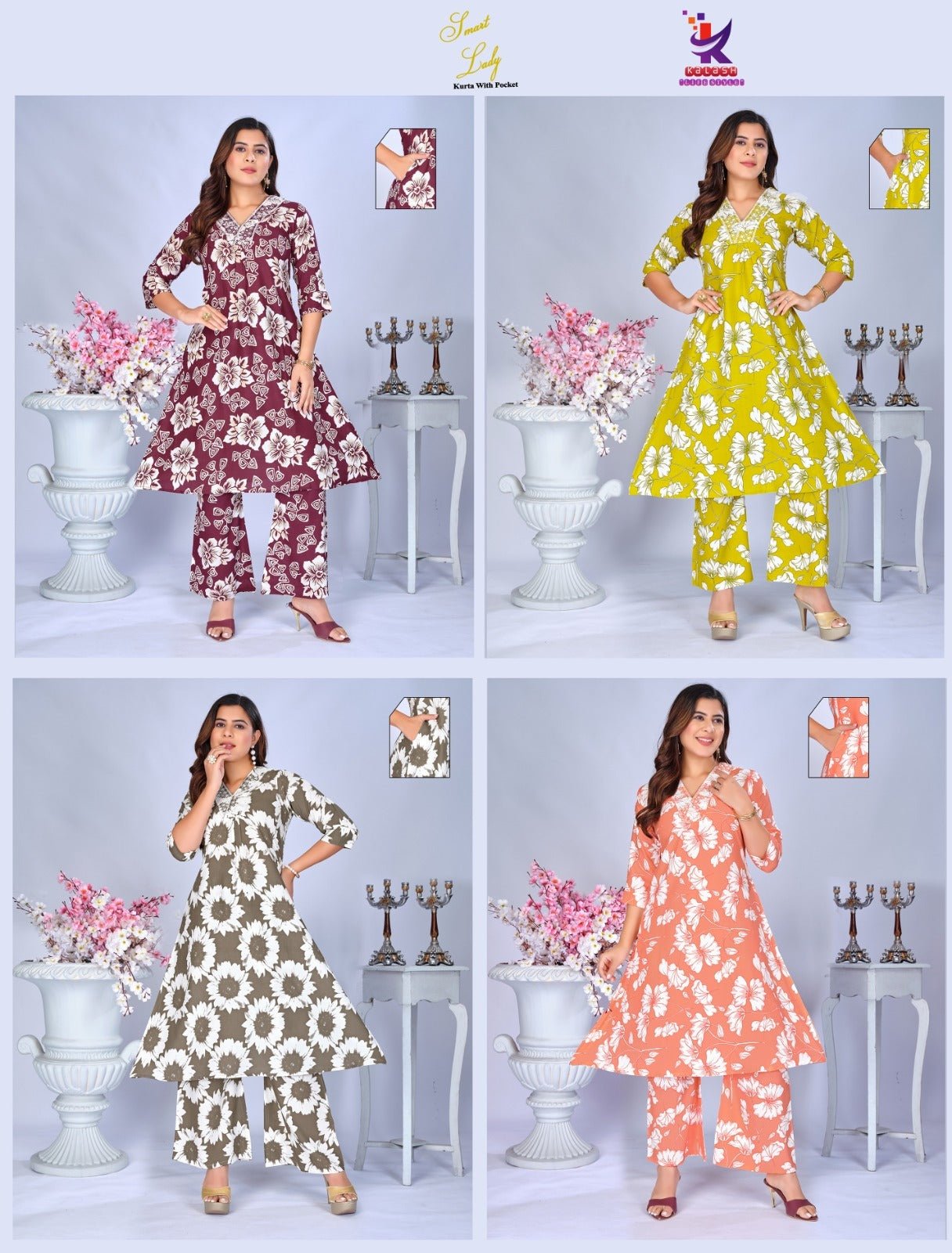 Smart Lady Mlm Kalash Lifestyle Rayon 17Kg Co Ord Set Exporter India