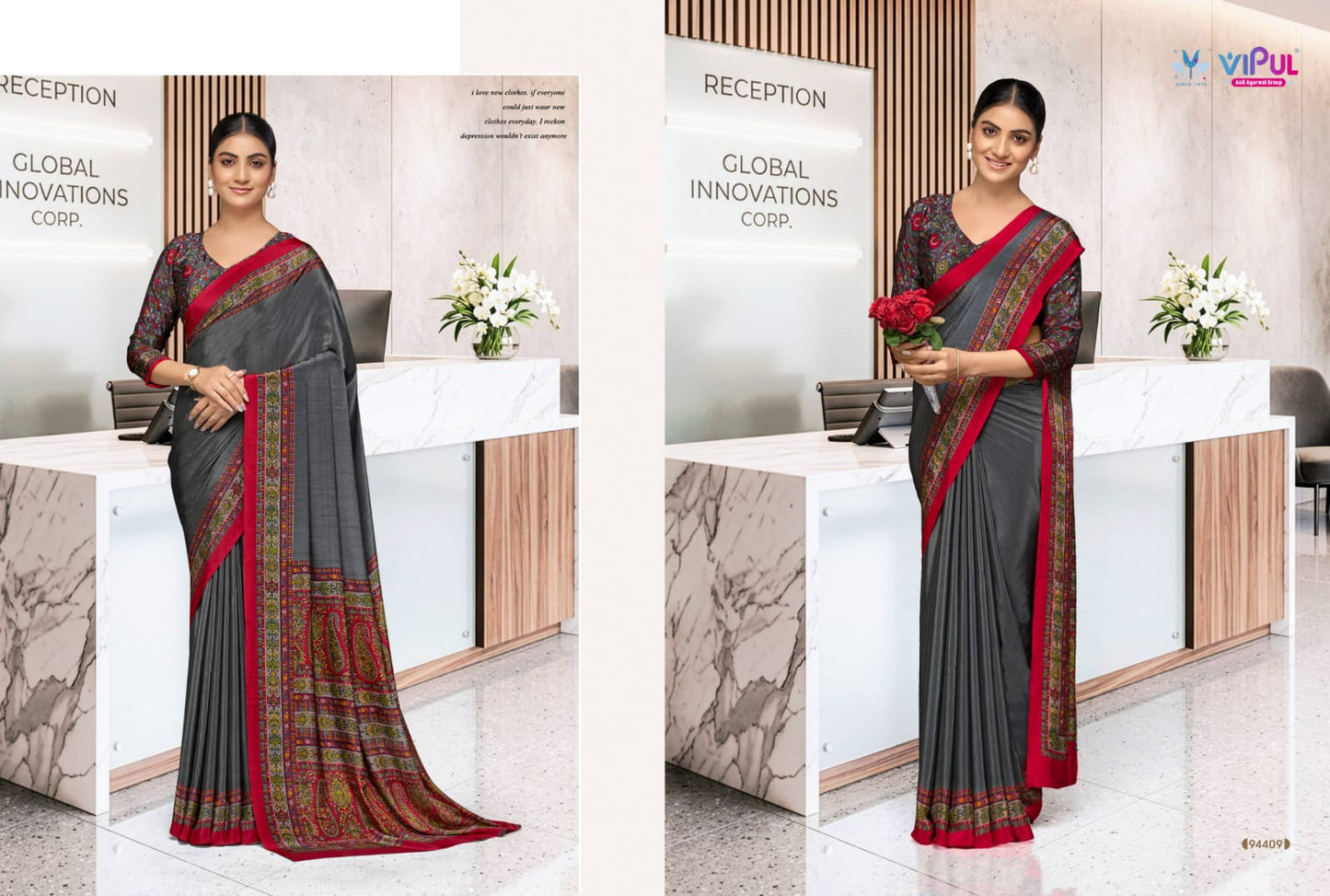 Smart Silk Vol 7 Vipul Crape Uniform Sarees Exporter Gujarat