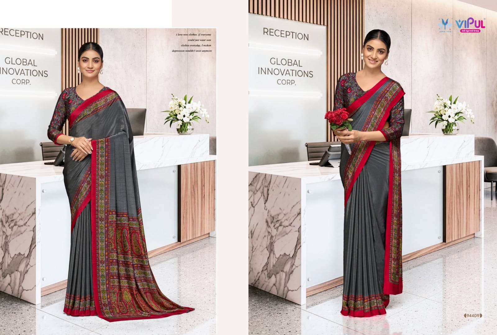 Smart Silk Vol 7 Vipul Crape Uniform Sarees Exporter Gujarat