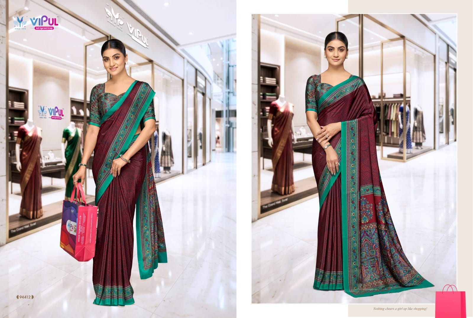 Smart Silk Vol 7 Vipul Crape Uniform Sarees Exporter Gujarat