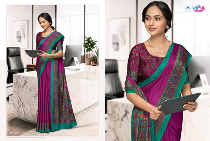 Smart Silk Vol 7 Vipul Crape Uniform Sarees Exporter Gujarat
