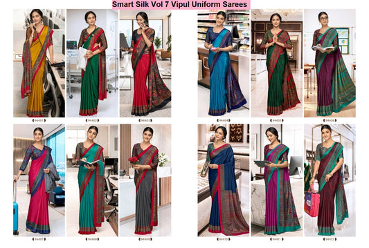 Smart Silk Vol 7 Vipul Crape Uniform Sarees Exporter Gujarat