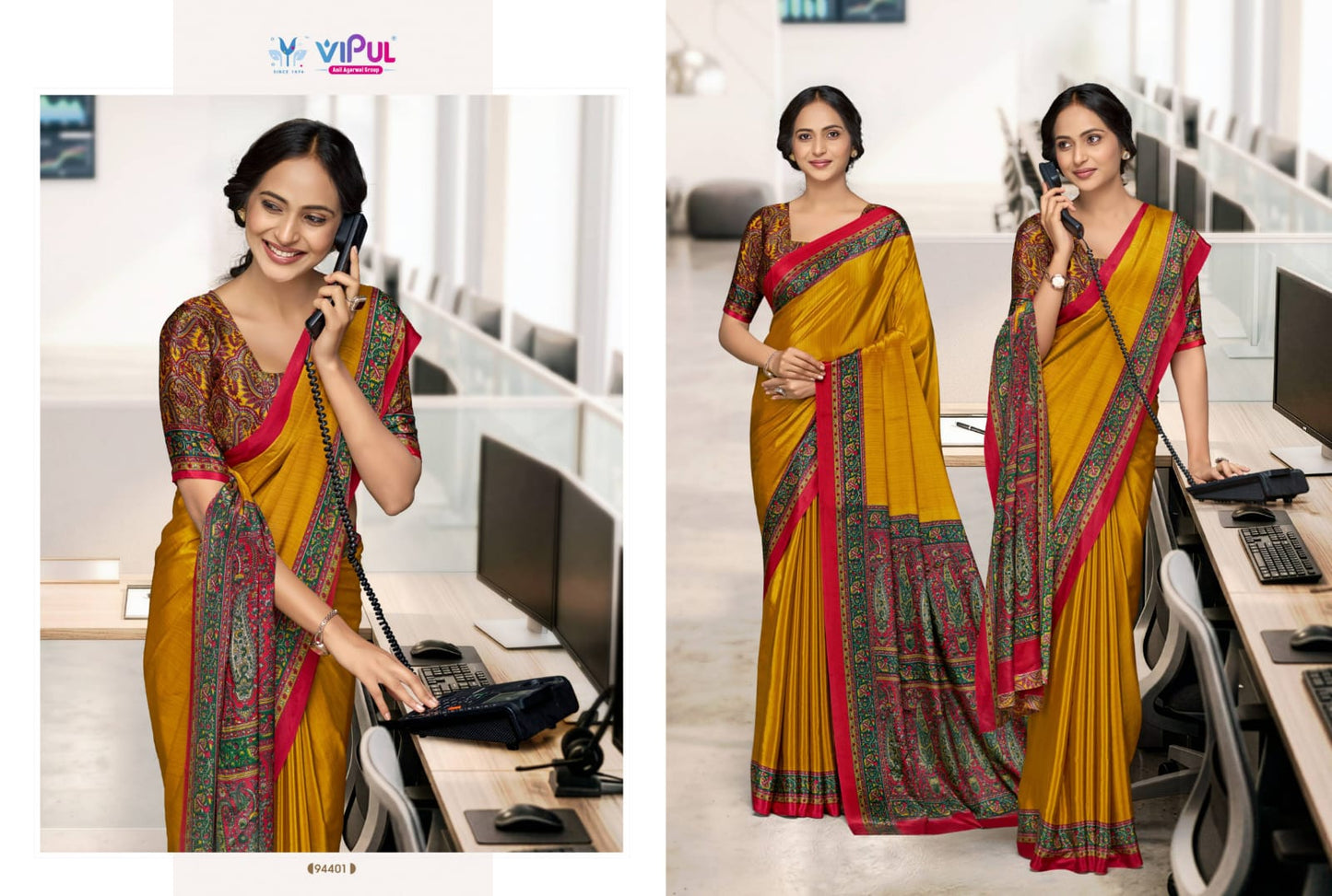 Smart Silk Vol 7 Vipul Crape Uniform Sarees Exporter Gujarat