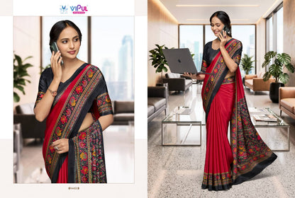 Smart Silk Vol 7 Vipul Crape Uniform Sarees Exporter Gujarat