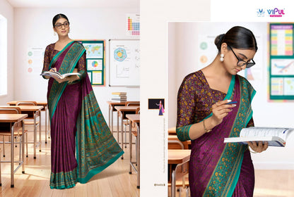 Smart Silk Vol 7 Vipul Crape Uniform Sarees Exporter Gujarat