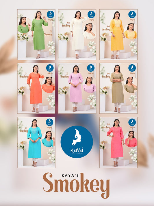 Smokey Kaya Reyon Long Straight Kurti