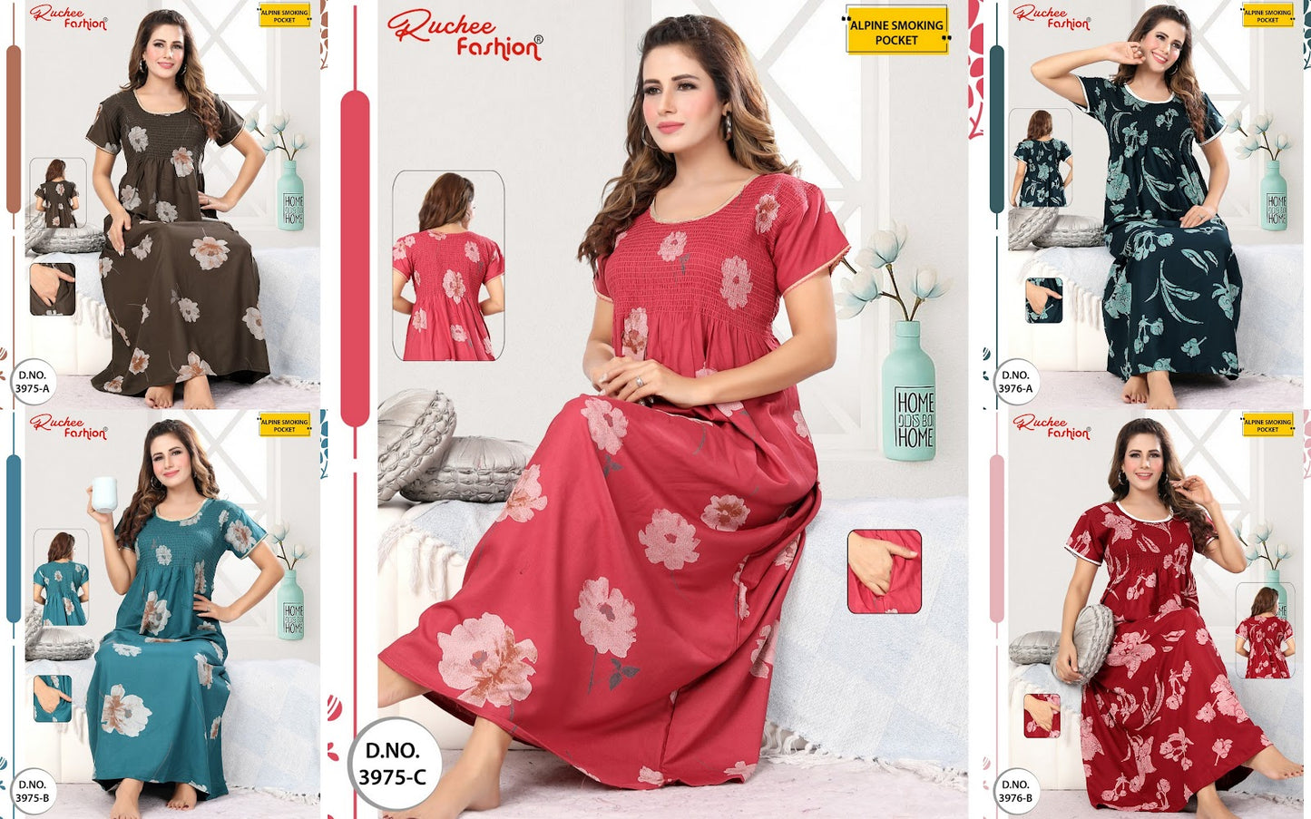 Smoking Alpine Ruchee Fashion Night Gowns Supplier India