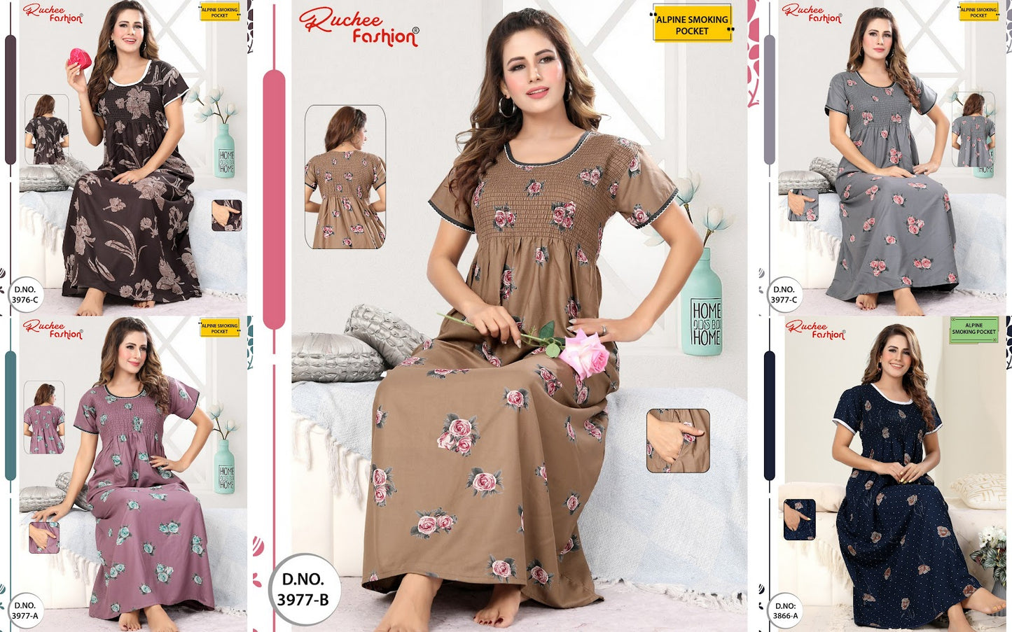 Smoking Alpine Ruchee Fashion Night Gowns Supplier India