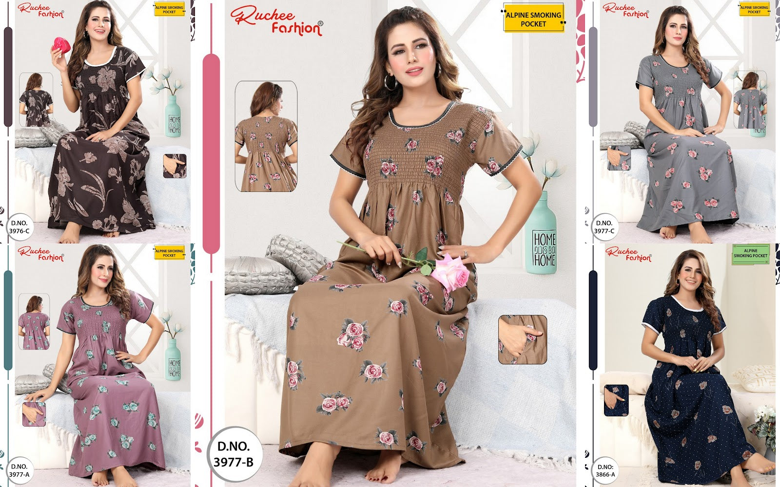 Smoking Alpine Ruchee Fashion Night Gowns Supplier India